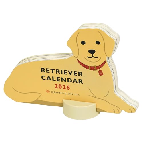GreetingLife 2026 Retriever Desktop Calendar, Die-Cut Animal Design C-1714-ET