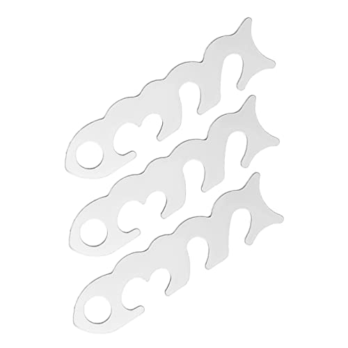 KOMBIUDA Camping Accessory 3 Pcs Stainless Steel Drawstring Tie Durable Scratch-Free Rope Fastener