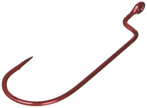 Image of Owner Red Offset Shank Wide Gap Worm Hook, 3 /0, Red