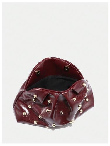 Image of QWINEE Women's Elegant Studded Clutch Bag Magnet Ruched Bags Retro Vintage Evening Handbag