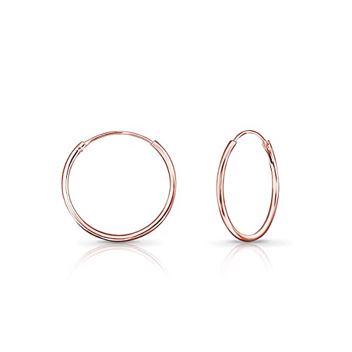 DTPsilver® Boucles d'oreilles Femme Mini/Petites/Moyennes/Grandes Créoles en Argent Fin 925 Plaqué Or Rose - Épaisseur 1.5 mm - Diamètre 20 mm Cover