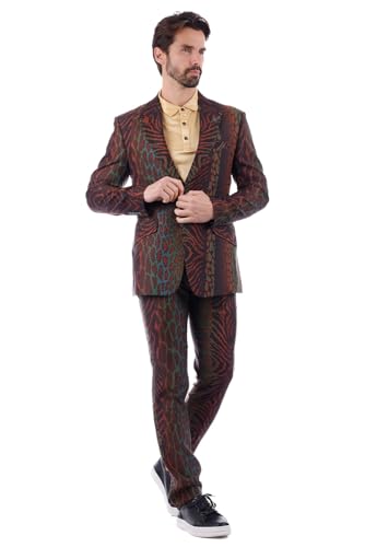Barabas Men's Animal Print Pattern Geometric Peak Lapel Suit 3SU27