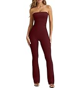 OQQ Womens Jumpsuits Tube Strapless With Removeable Bra One Piece Outfits Ruched Classic-Fit Jump...