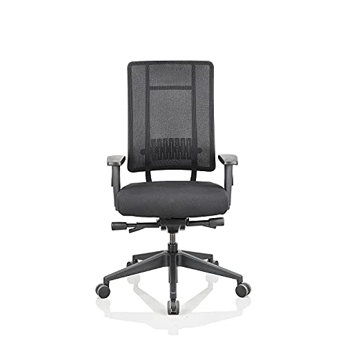 Image of Featherlite X-5 Nylon Medium Back Office Executive Chair with Seat Slide, 3 Way Adjustable Arms, Adjustable Lumbar Support (Black)