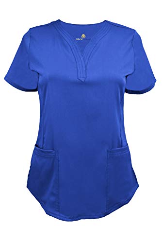 Natural Uniforms Women's Ultra Soft Stretch Drop-Neck Scrub Top (True Royal Blue, X-Large)