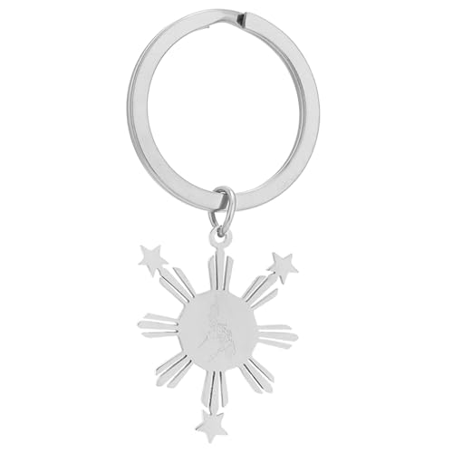 Shuade Porte-clés en acier avec pendentif carte des Philippines - Accessoire de mode pour fête quotidienne, Argenté., A