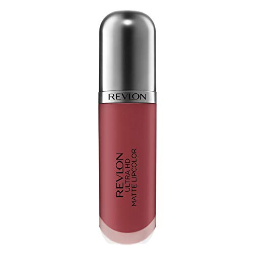 Revlon Ultra HD Matte Lipcolor, Velvety Lightweight Matte Liquid Lipstick in Nude / Brown, Kisses (655), 0.2 oz