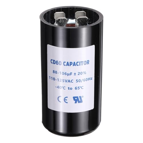QUARKZMAN Condensador CD60 88-106 UF/Mfd, 110-125 VAC Condensador De Arranque Para Motor CD60 50/60 Hz Para Ventilador Eléctrico Bomba De Agua De Arranque, Negro