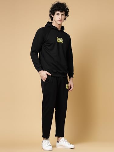 Image of Rigo Cotton Fleece Full Sleeves Oversized Co-ord Set for Men | Printed Hooded Track Suit Set for Men