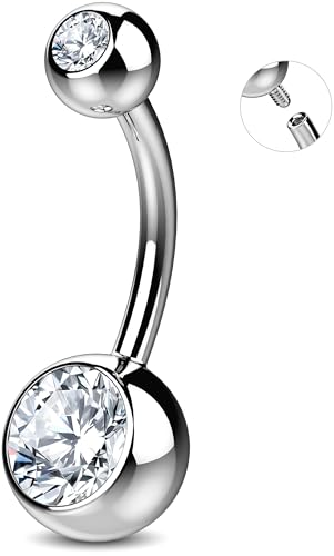 316LVM Surgical Steel Belly Button Ring 14g - Hypoallergenic Stainless Steel Belly Button Rings for Women - Womens Cute Sexy Simple Bellybutton Navel Piercing Jewelry Piercing Para El Ombligo 10mm Bar