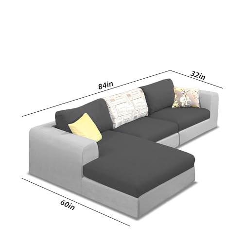 Image of Koza LHS 4 Seater L Shape Sofa Set for Living Room (Black Grey Fabric) Premium Fabric Sofa