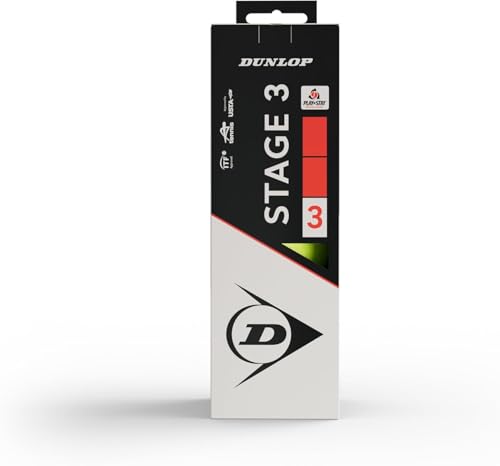 Dunlop Tennisball Stage 3 Rot - für Kinder & Anfänger auf dem Kleinfeld (3 Bälle)