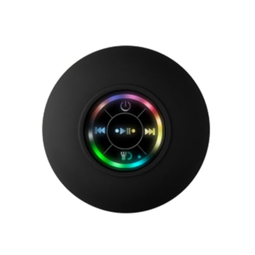 HUTSRAI Mini Altavoz Bluetooth Impermeable BañO Audio InaláMbrico Ducha Altavoces RGB Luz Bluetooth Ventosa Altavoz, Negro