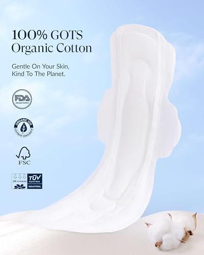 Image of RPE Life 100% GOTS Organic Cotton Overnight Pads, Size 6, 30 Count | Size 6 extra long pads with wings max absorption for overnight postpartum and heavy flow period care