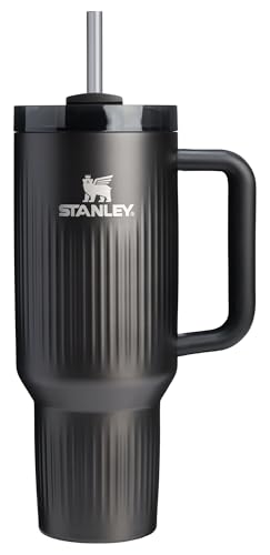 Image of STANLEY Quencher H2.0 Tumbler with Handle and Straw 40 oz | Flowstate 3-Position Lid | Cup Holder Compatible for Travel | Insulated Stainless Steel Cup | BPA-Free | Fluted Black
