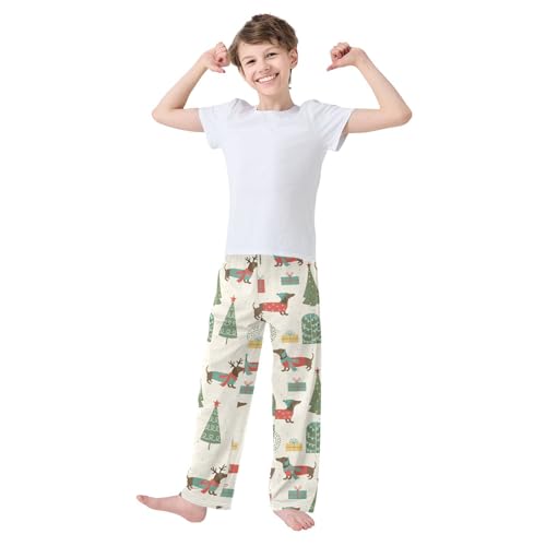 Boys' Pants Christmas Trees Dachshunds Long Bottoms Jogger Pants Elastic Waist Trousers with Pockets S-XL2