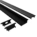 Produktbild Tivendis Led Alu Profil 2 m EF Komplett Set für Strip/Streifen bis 12 mm breit | Abdeckung schwarz, Endkappen | Einbau Fußleisten Flachprofil eloxiert