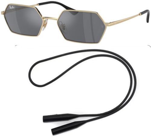 Ray-Ban RB3728 Sunglasses Bundle: RB 3728 YEVI 92136V Light Gold/Dark Grey Flash Silver Polyamide Standard and Universal Anti-slip Silicone Leash2