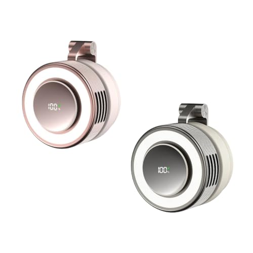 Ventilador de mesa compacto con luz nocturna y pantalla digital para maquillaje impecable 5