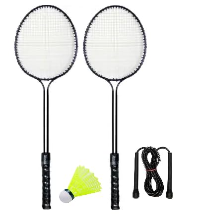 Batminton Racket Rope Buy Badminton Set with 2 Rackets, Jump Rope and Shuttlecock, 61 cm ...