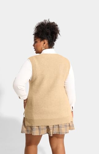 Image of TIYOMI Plus Size Sweater Sleeveless Tops for Women Knitted Tank Tops XL-5XL
