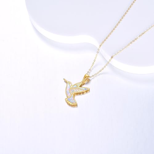 Hummingbird Necklace 14K Solid Gold Opal Hummingbird Pendant Necklace Hummingbird Jewelry Bird Gifts for Women Lover3