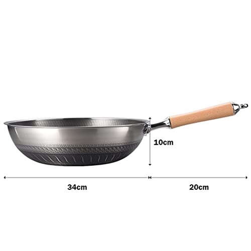 Wok acero inoxidable 316 con mango de madera 34 cm miniatura 2