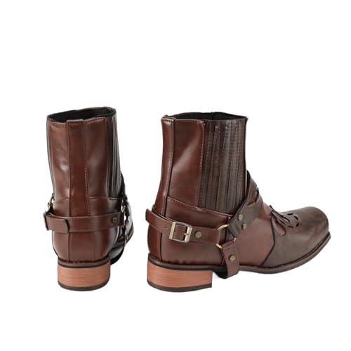 Mens Western Boots with Classic Embroidered PU Leather Slip Resistant Country Boots2