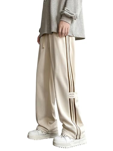 ZAFUL Mens Casual Joggers Sweatpants Color Block Side Striped Drawstrings Wide Leg Loose Pants with Pockets
