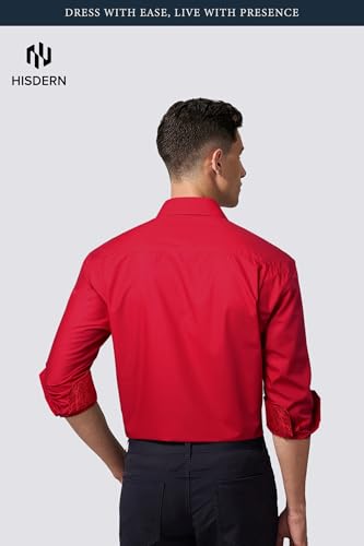 Image of HISDERN Mens Business Dress Shirts Long Sleeve Casual Button Down Shirt Formal Inner Collar Contrast Shirt for Men Wedding