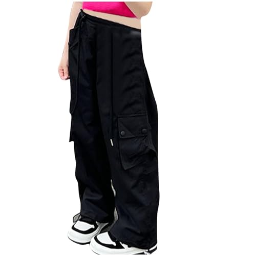 Girls High Waist Parachute Pants Y2K Baggy Cargo Trousers Girls High Waist Parachute Pants Y2K Baggy Cargo Trousers