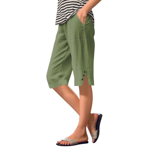Short de plage décontracté fluide à coupe genou et poches latérales pour femme