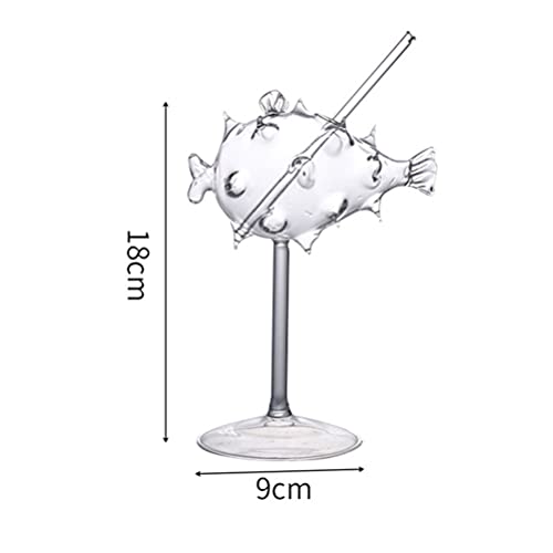 Angoily Creative Puffer Fish Cocktail Glasses Set Of 2, Clear Puffer Fish Shaped Drinks Cups 280Ml Wine Glasses For Party Novelty Mushroom Glasses Drinking For Ktv Bar Club Restaurant #TOP2