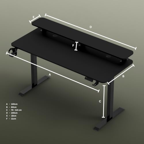 Image of DrLuxur Zenith Momentum Electric Standing Desk 140x60cm | Monitor Riser | One-Piece 15mm Tabletop | Adjustable 70-114cm | 3 Memory Presets | BIS Certified | Child Lock | Zero Wobble | 5 Year Warranty