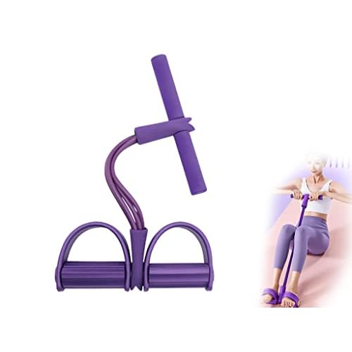 Anlising 4 Tubes Multifunktions Leg Exerciser,Sit-up Bodybuilding Expander,Elastische Fitness-Zugseil Trainingsgeräte,Pedal-Widerstandsband,Resistance Bands Situps,Ideales Fitnesszubehör(Lila)