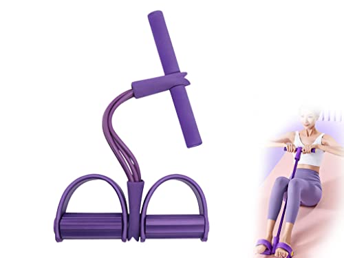 Anlising 4 Tubes Multifunktions Leg Exerciser,Sit-up Bodybuilding Expander,Elastische Fitness-Zugseil Trainingsgeräte,Pedal-Widerstandsband,Resistance Bands Situps,Ideales Fitnesszubehör(Lila)
