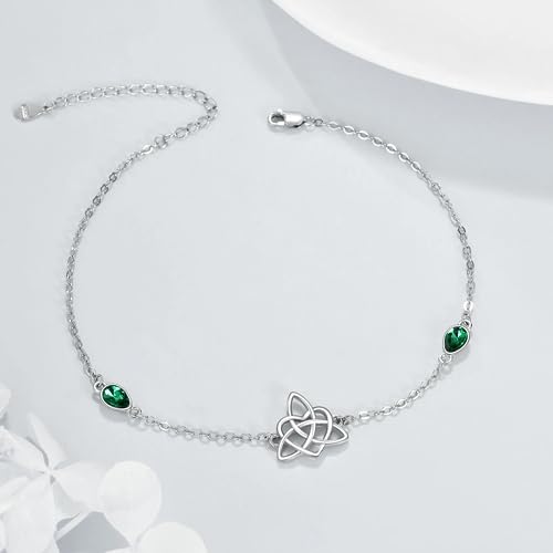 Image of VONALA Evil Eye Anklet 925 Sterling Silver Irish Celtic Knot /Witches Knot /Claddagh /Infinity Heart /Butterfly /Pineapple Chain Hotwife Anklet Foot Ankle Jewerly Gift for Women Mother Wife Sisters