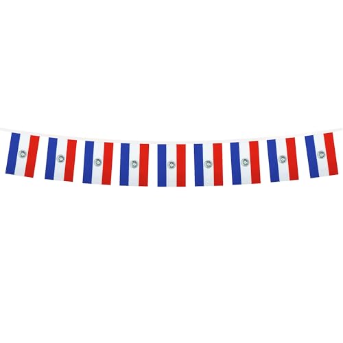 Image of AZ FLAG Paraguay 6 meters BUNTING Flag 20 flags 9'' x 6'' - Paraguayan STRING flags 15 x 21 cm