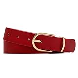 Earnda Women's Faux Leather Chic Belt for Ladies Jeans Red Large