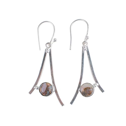 Pink Opal Copper Turquoise Earrings