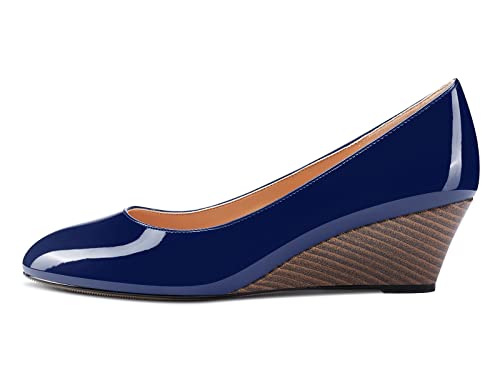 Castamere Womens Wedge Heels Pumps Comfort Slip-on Round-Toe Basic Pump 2Inch Mid-Heel2