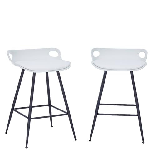Whiterye White Bar Stools Set of 2, 26 Inch Backless