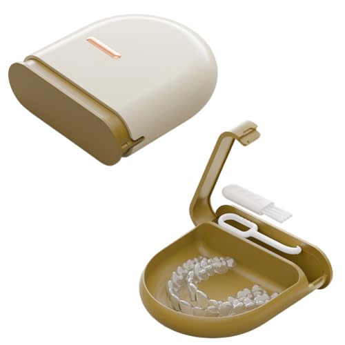 Image of Hodaqe Retainer Case, Denture Box with Retainer Removal Tool and Brush, Slim Night Mouth Guard Cases, Portable Aligner Case with Drain Hole (Without Braces)