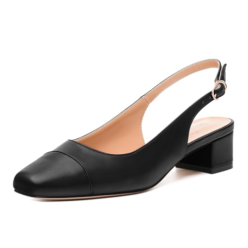Womens Sqaure Toe Block Heel Slingback Pumps Product Details