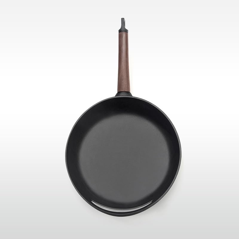 Wok de hierro fundido con mango de madera para cocina miniatura 3