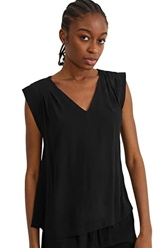 C&A Damen Top Ärmellos schwarz 42