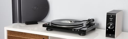 Image of Denon DP-450USB Semi-Automatic Analog Vinyl Record Player Turntable, USB Output for Recording, Speed Auto Sensor, Curved Tonearm, 33 1 /3, 45, 78 RPM (Vintage) Speeds, Superior Audio, Black