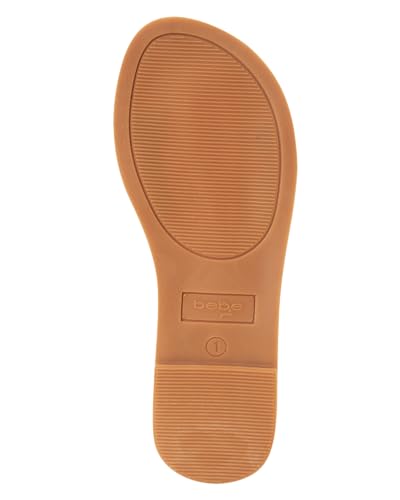 Image of bebe Girls' Sandals - Two Strap Open Toe Flat Dress Sandals with Heart Accent, Easter Summer Shoes for Little and Big Girls