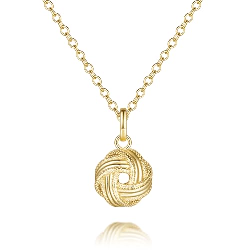 Gold Necklace for Women 14K Gold Pendant Necklaces for Women Love Knot Pendant Simple Round Knot Charm Knots Necklace for Womens Trendy Adjustable in Length 18in