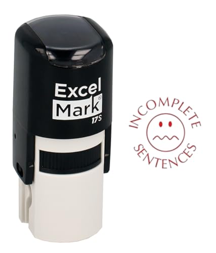 ExcelMark Round Teacher Stamp - Incomplete Sentences - RED Ink